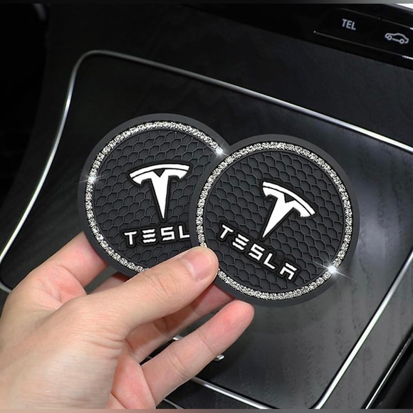 New Tesla Diamond Crystal Car Coaster Anti Slip Cup Holder Mat Auto Interior A - Picture 2 of 4